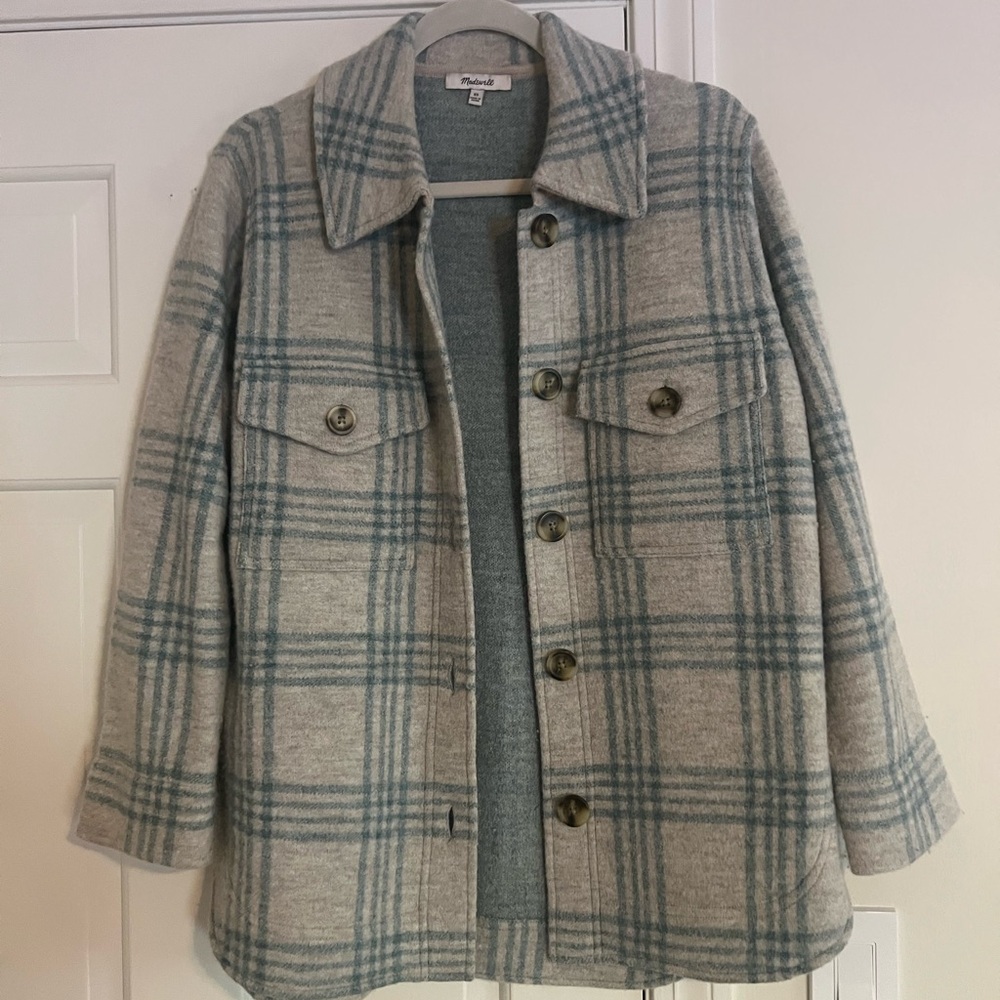 Madewell Gray and Blue Plaid Jacket